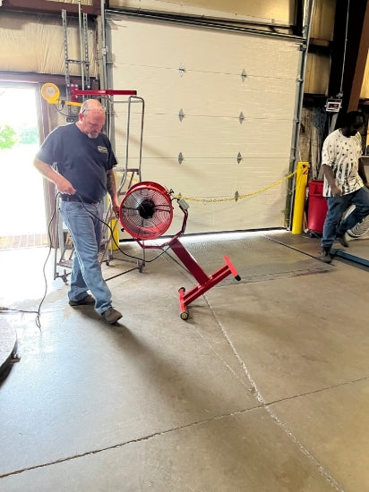 16 AirBlast Loading Dock Drum Fan moving