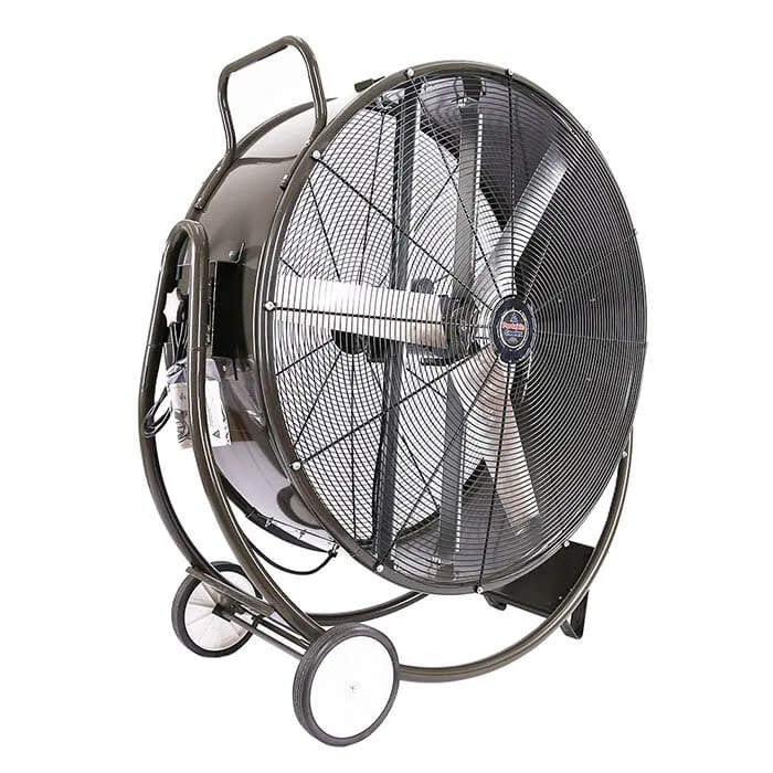 36" HBPC Cradle Mount Direct Drive Drum Fan front side view