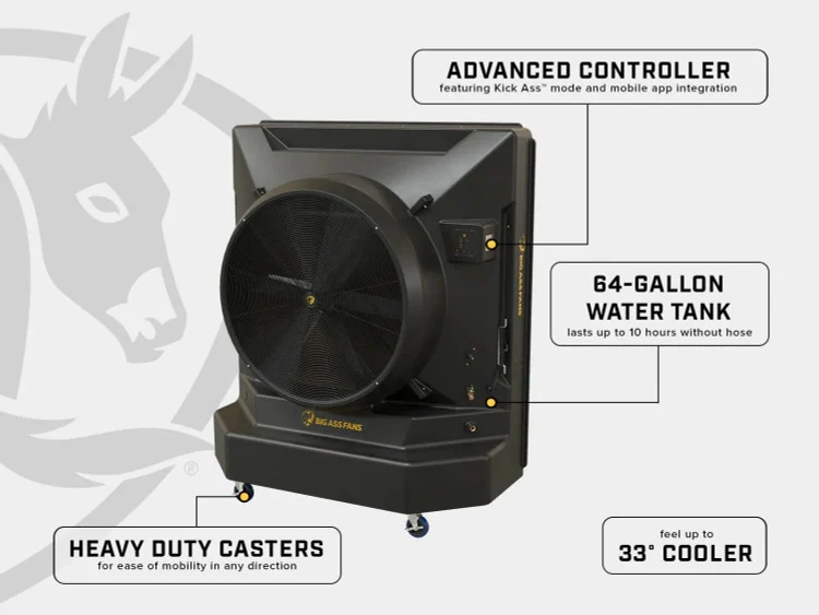 Big Ass Fans COOL-SPACE® 500 Portable Evaporative Cooler (E-500-5001) features