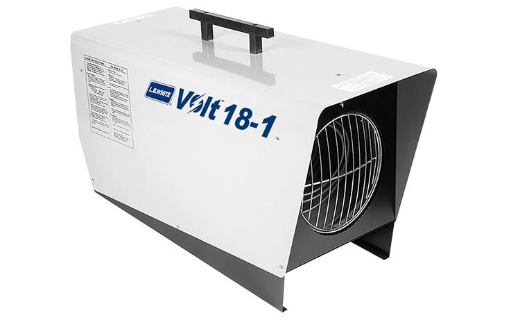L.B. White Volt 18-1 Forced Air 65,000 BTU Electric Heater front right