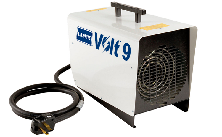 L.B. White Volt 9 Forced Air 30,700 BTU Electric Heater front right